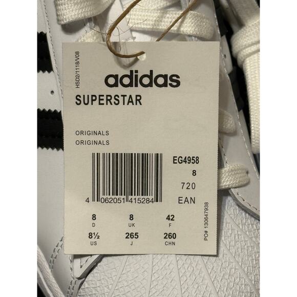 adidas Originals Superstar Black/Gold/White Men's Size 8.5, Shell Toe, NEW w/BOX - Picture 5 of 8